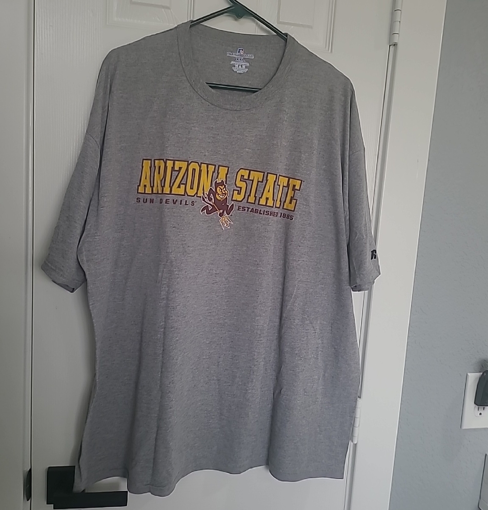 Russell Athletic Grey Crewneck Tee with Blue Logo